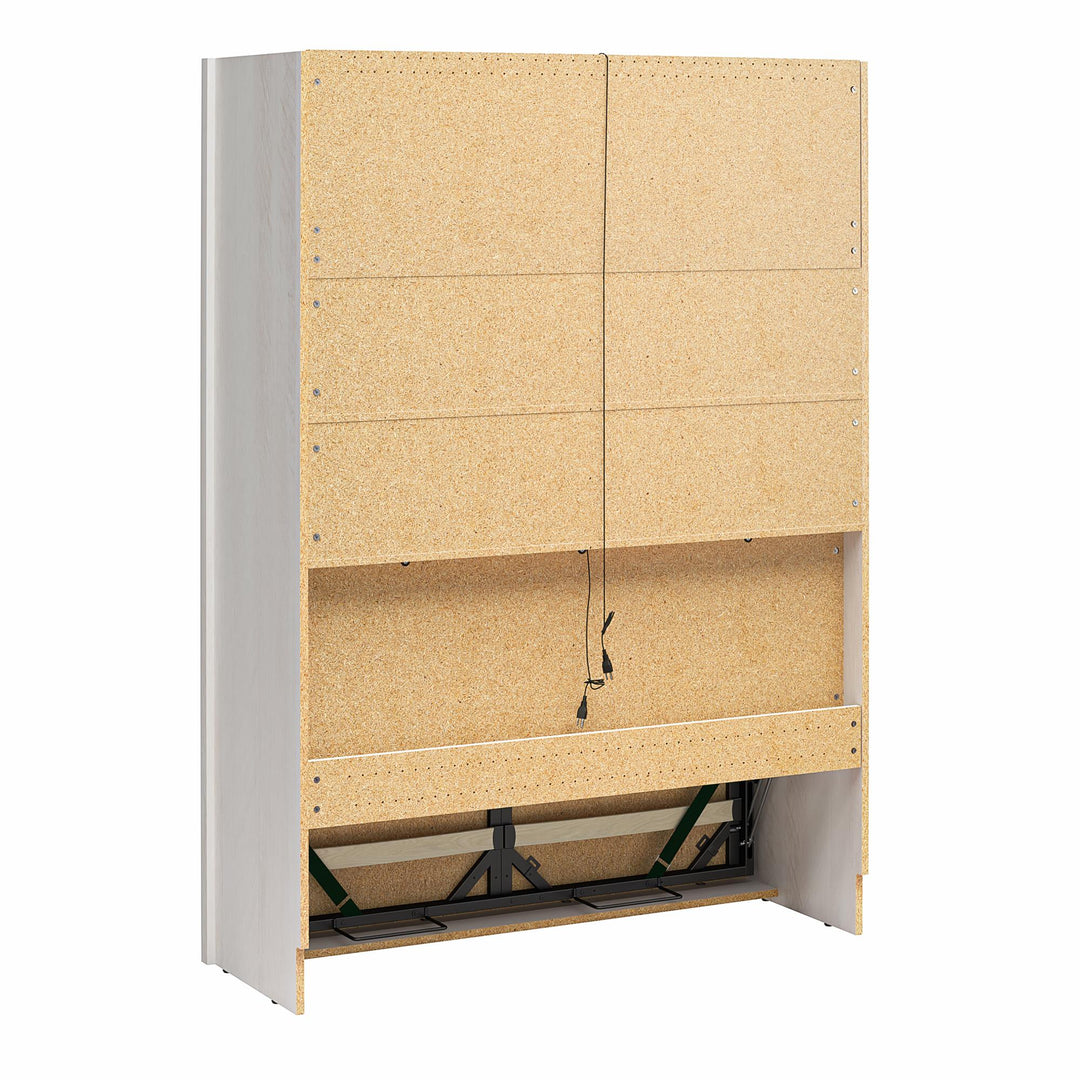 Farmington Murphy Bed with Open Shelf - Ivory Oak - Full