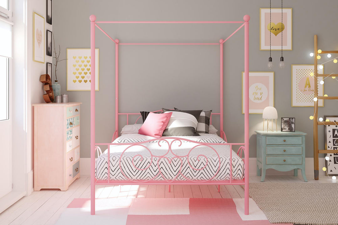 Best Metal Bed Frame with Intricate Design -  Pink  -  Full