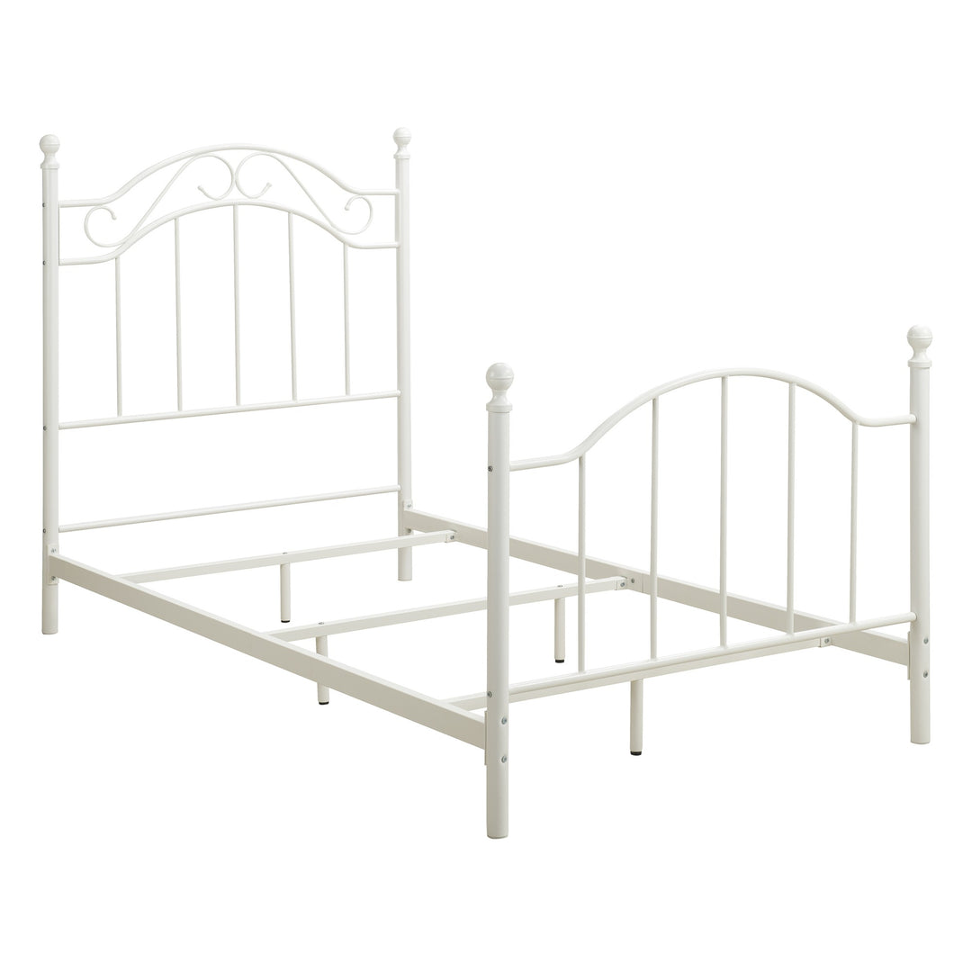 Nalani Traditional Metal Bed Frame with Headboard and Footboard - White