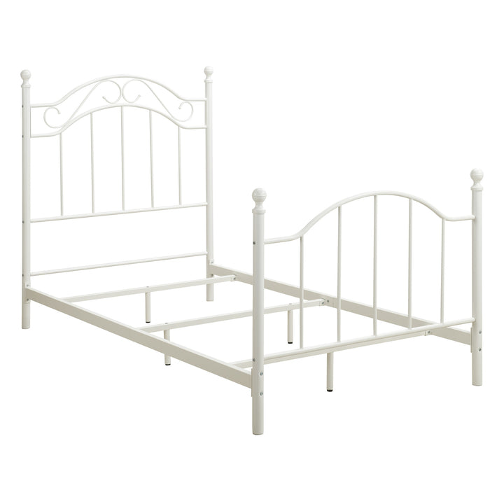 Nalani Traditional Metal Bed Frame with Headboard and Footboard - White