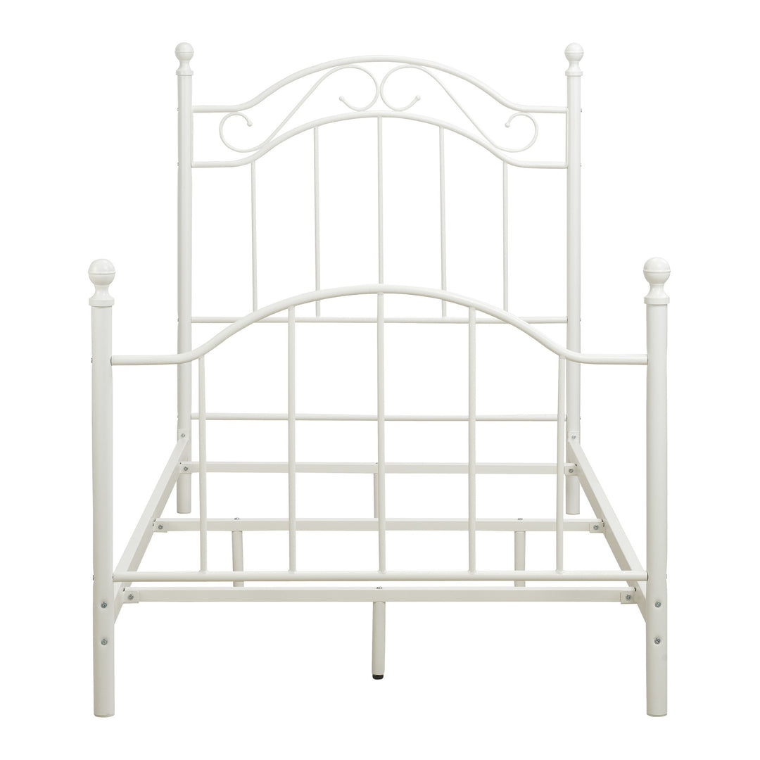 Nalani Traditional Metal Bed Frame with Headboard and Footboard - White