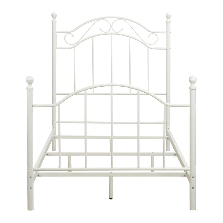 Nalani Traditional Metal Bed Frame with Headboard and Footboard - White