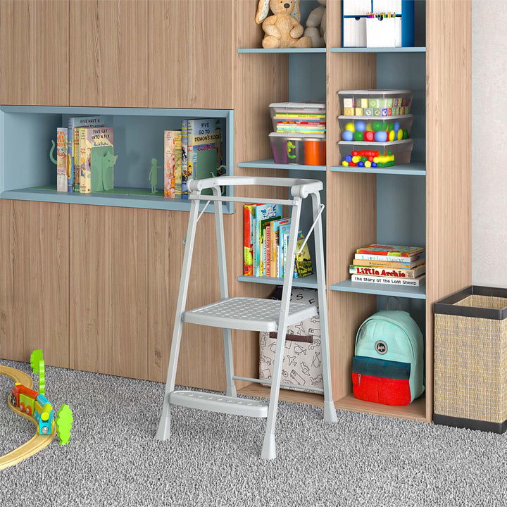 COSCO 2-Step Kitchen Stepper™ Folding Step Stool, Premium Safety Series, Ages 4+, Gray - Gray