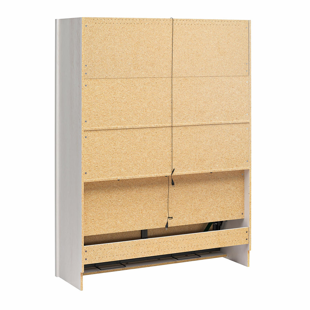 Farmington Murphy Bed with Open Shelf - Ivory Oak - Queen