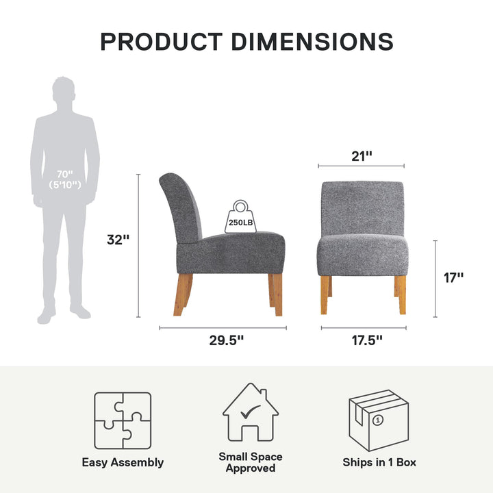 Slipper Chair - Gray - 1-Seater