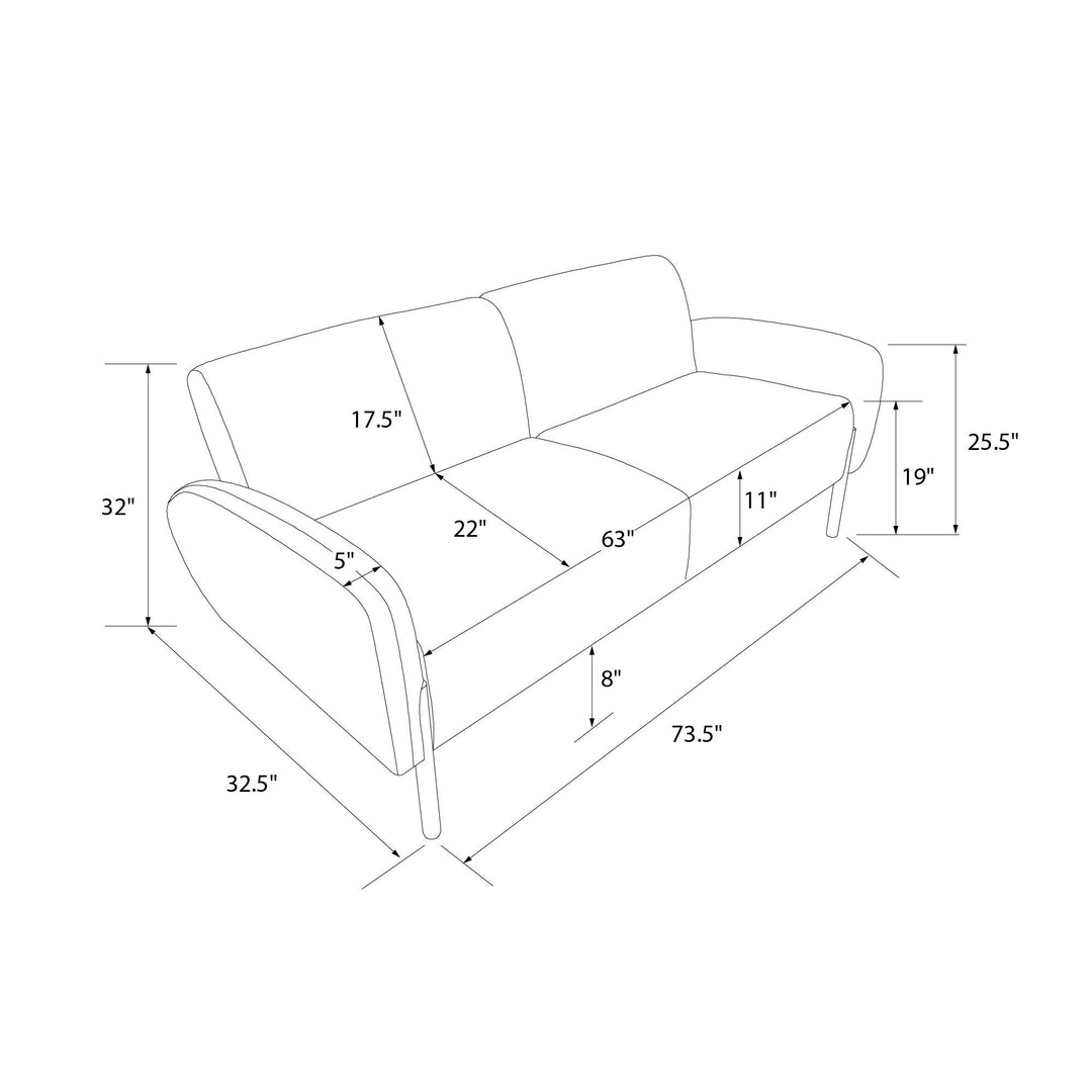 Roxanne 73.5 inch Upholstered Sofa - Ivory Textured Chenille - 2-Seater