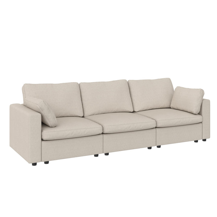 Chatham 74 inch Modular Cloud Sofa - Cream Linen - 3-Seater