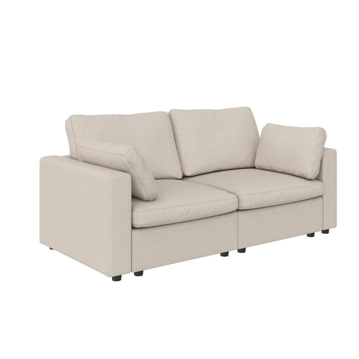 Chatham 74 inch Modular Cloud Sofa - Cream Linen - 3-Seater