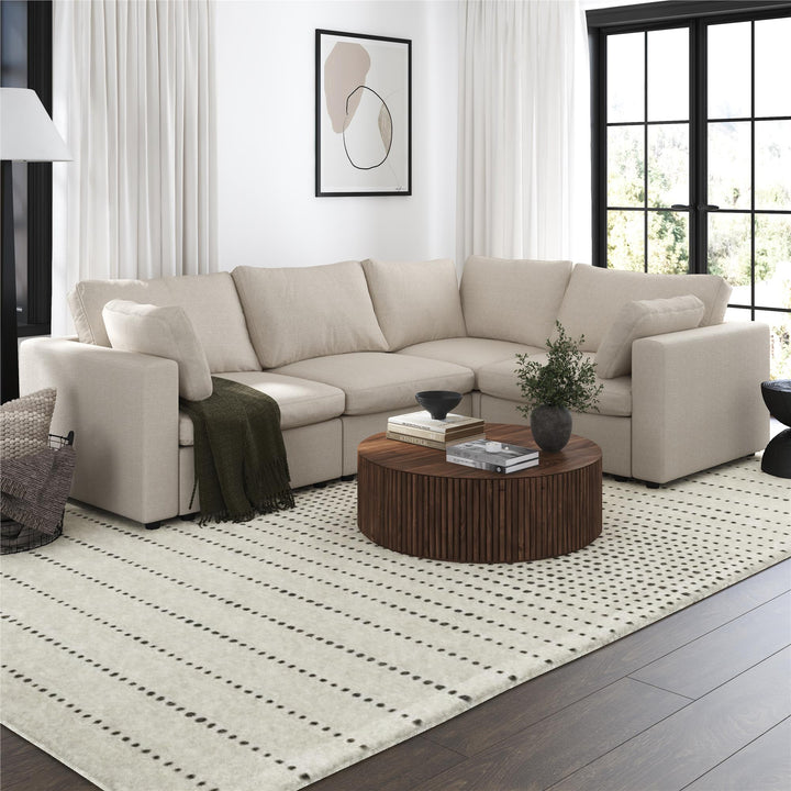 Chatham 74 inch Modular Cloud Sofa - Cream Linen - 3-Seater