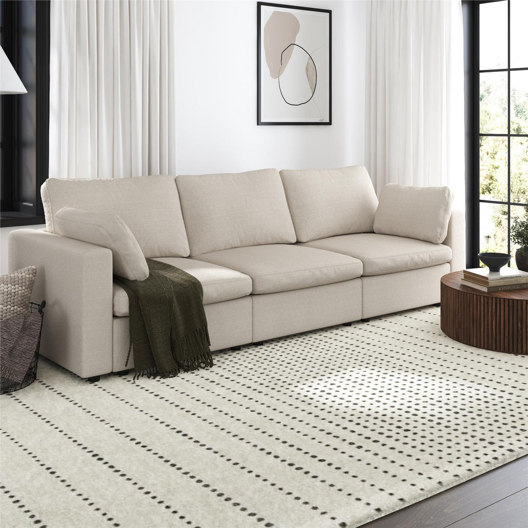Chatham 74 inch Modular Cloud Sofa - Cream Linen - 3-Seater
