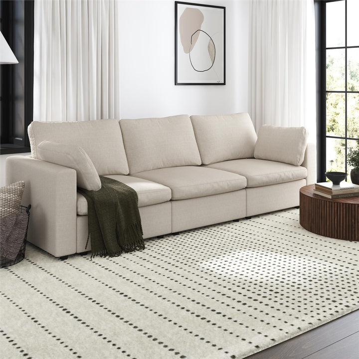 Chatham 74 inch Modular Cloud Sofa - Cream Linen - 3-Seater