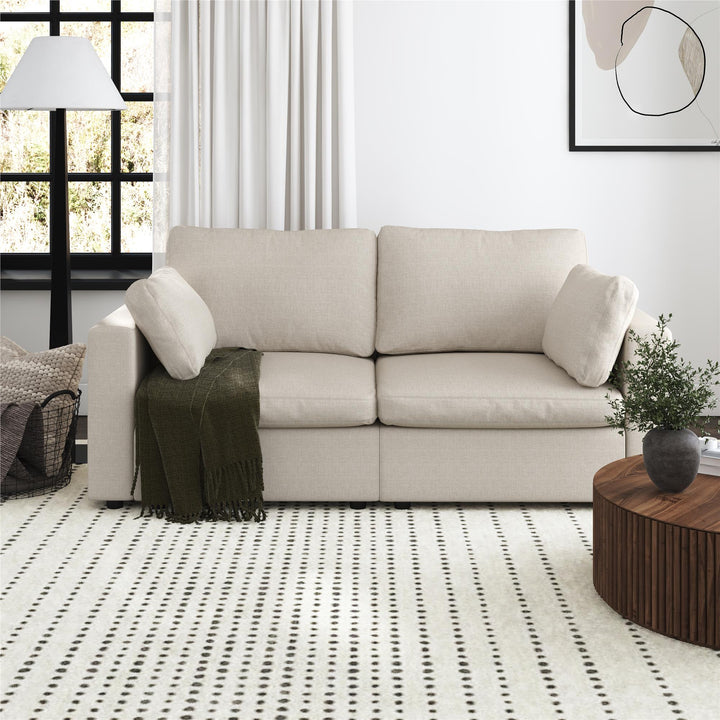 Chatham 74 inch Modular Cloud Sofa - Cream Linen - 3-Seater