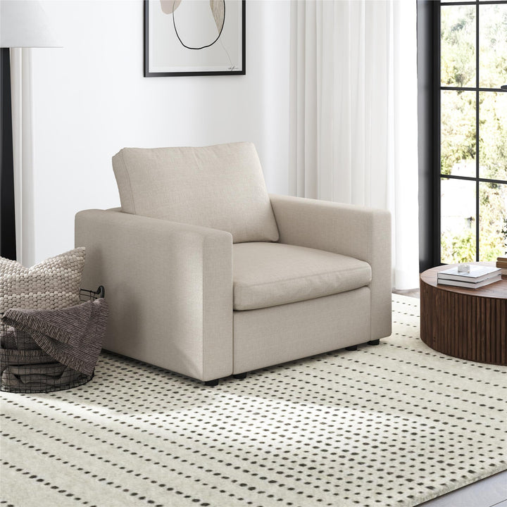 Chatham 74 inch Modular Cloud Sofa - Cream Linen - 3-Seater
