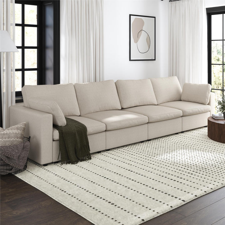 Chatham 74 inch Modular Cloud Sofa - Cream Linen - 3-Seater