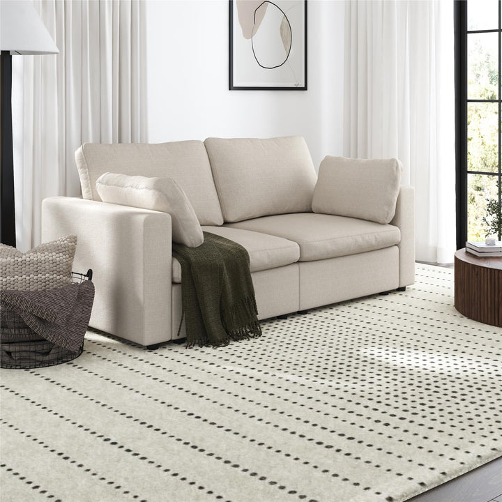 Chatham 74 inch Modular Cloud Sofa - Cream Linen - 3-Seater