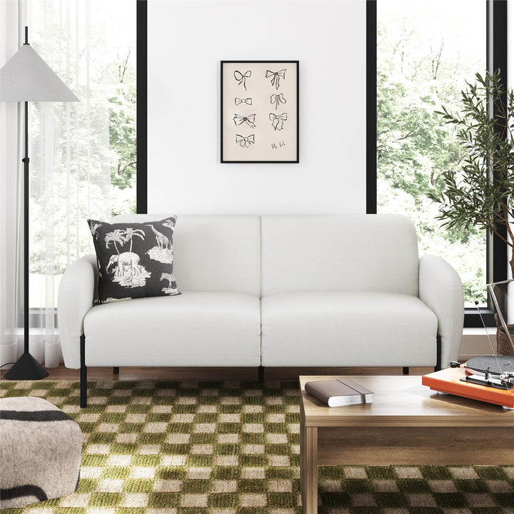 Roxanne 73.5 inch Upholstered Sofa - Ivory Textured Chenille - 2-Seater