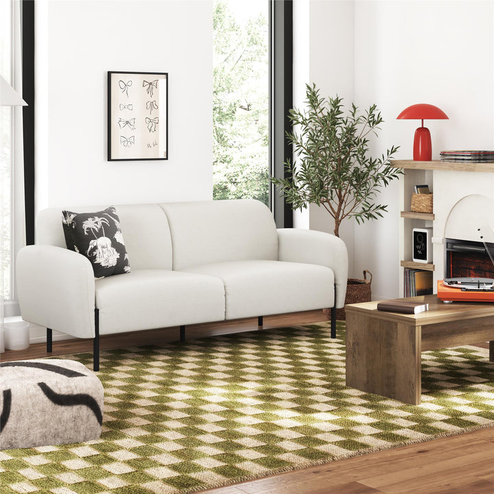 Roxanne 73.5 inch Upholstered Sofa - Ivory Textured Chenille - 2-Seater