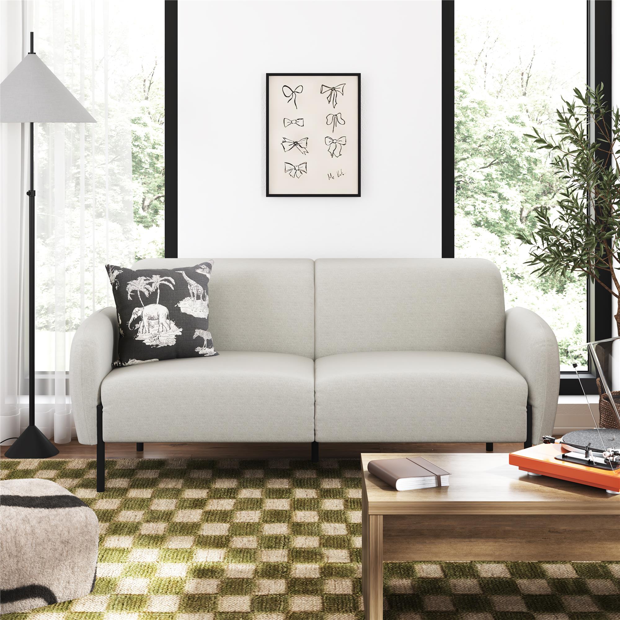 Roxanne 73.5 inch Upholstered Sofa - Light Gray Textured Chenille - 2-Seater