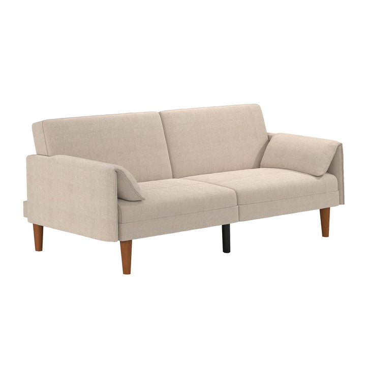 Markham 80.5 inch Futon Sofa Bed with 2 Attached Cushions - Sand Basket Weave - 3-Seater