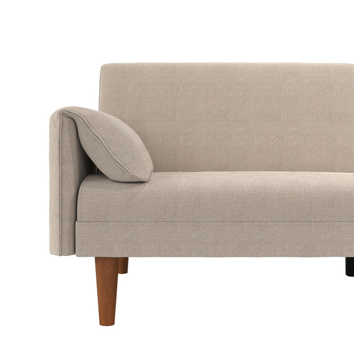 Markham 80.5 inch Futon Sofa Bed with 2 Attached Cushions - Sand Basket Weave - 3-Seater