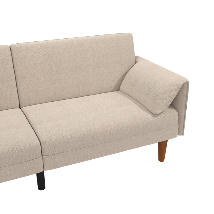 Markham 80.5 inch Futon Sofa Bed with 2 Attached Cushions - Sand Basket Weave - 3-Seater