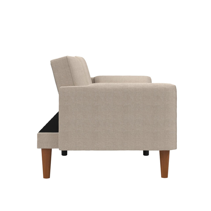 Markham 80.5 inch Futon Sofa Bed with 2 Attached Cushions - Sand Basket Weave - 3-Seater
