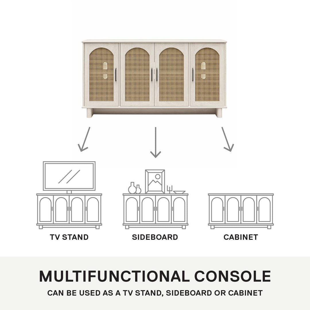 Multi-Use Console Cabinet for 65' TVs - White Oak