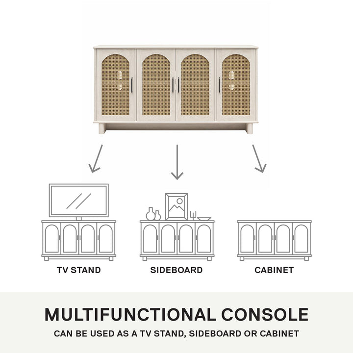Multi-Use Console Cabinet for 65' TVs - White Oak