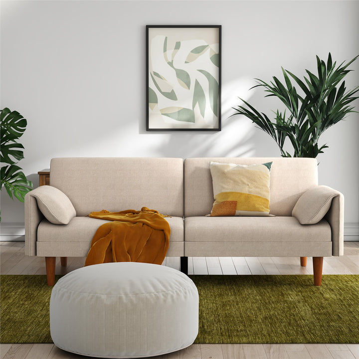 Markham 80.5 inch Futon Sofa Bed with 2 Attached Cushions - Sand Basket Weave - 3-Seater