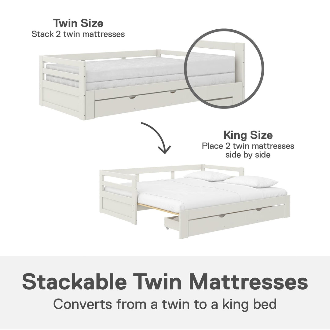 Rhodes Twin to King Wood Daybed with Storage Drawer - White - Twin to King