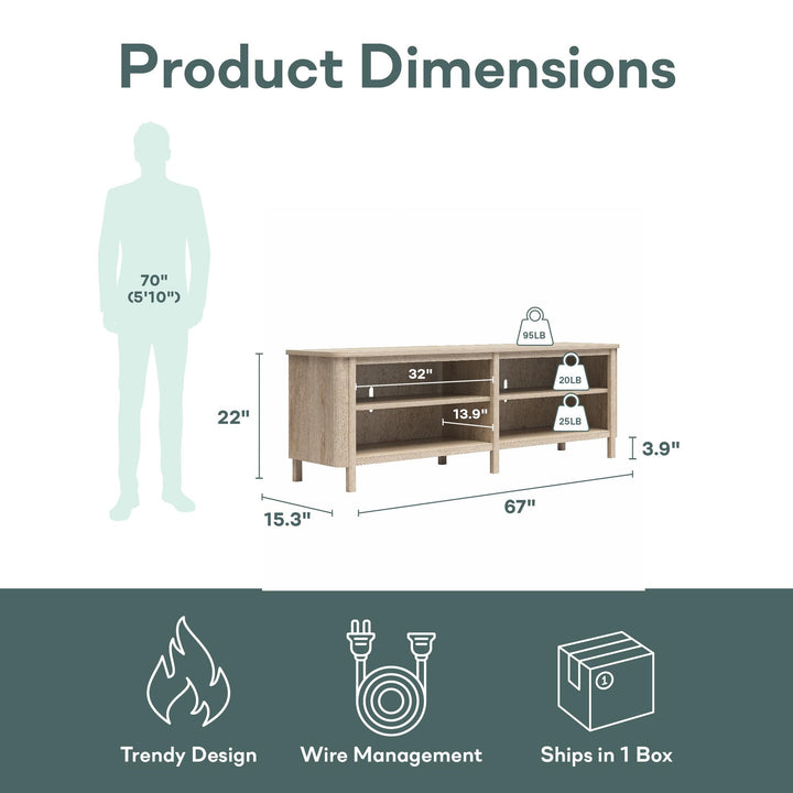 Farmhouse Console for TVs up to 75" - Blonde Oak