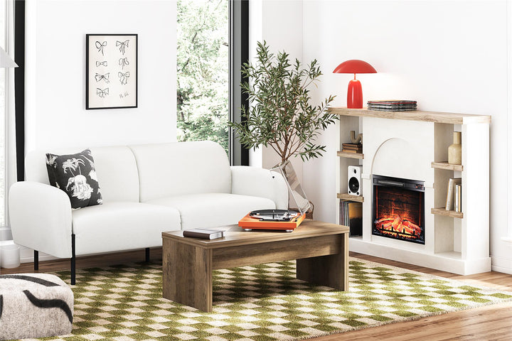 Roxanne 73.5 inch Upholstered Sofa - Ivory Textured Chenille - 2-Seater
