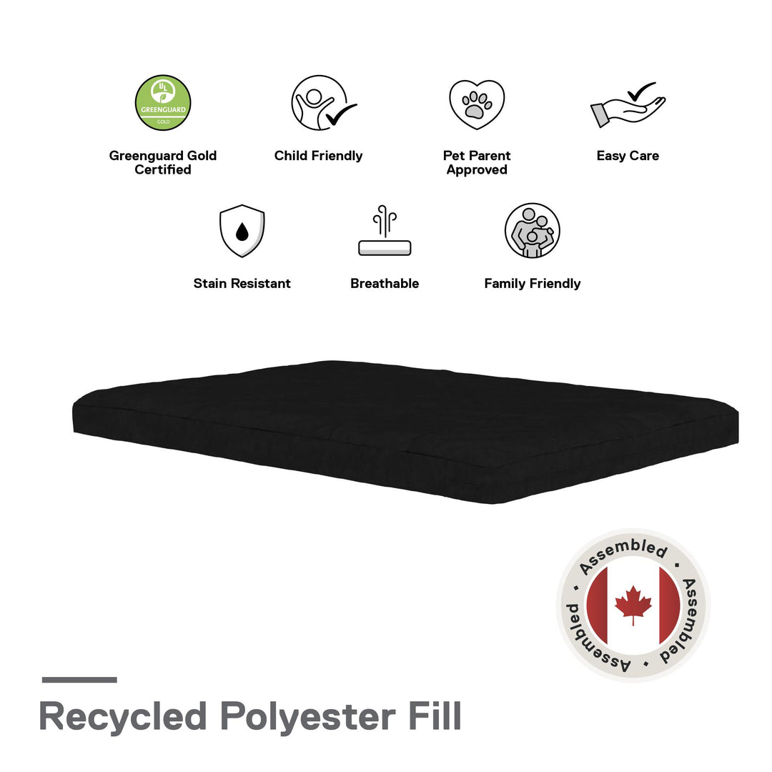 Willow 6 Inch Full Size Quilted Microfiber Futon Mattress - Black - Full