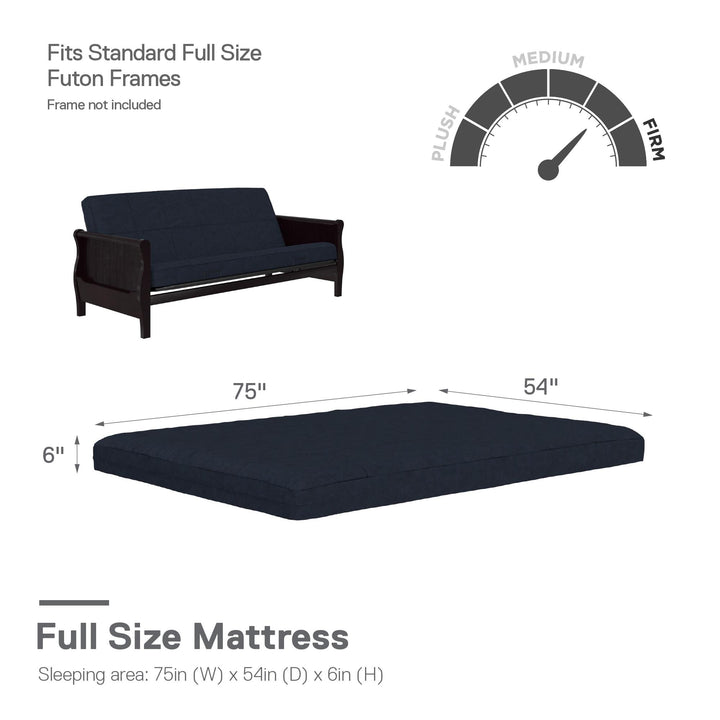 Soren 6 Inch Quilted Microfiber Futon Mattress - Blue - Full