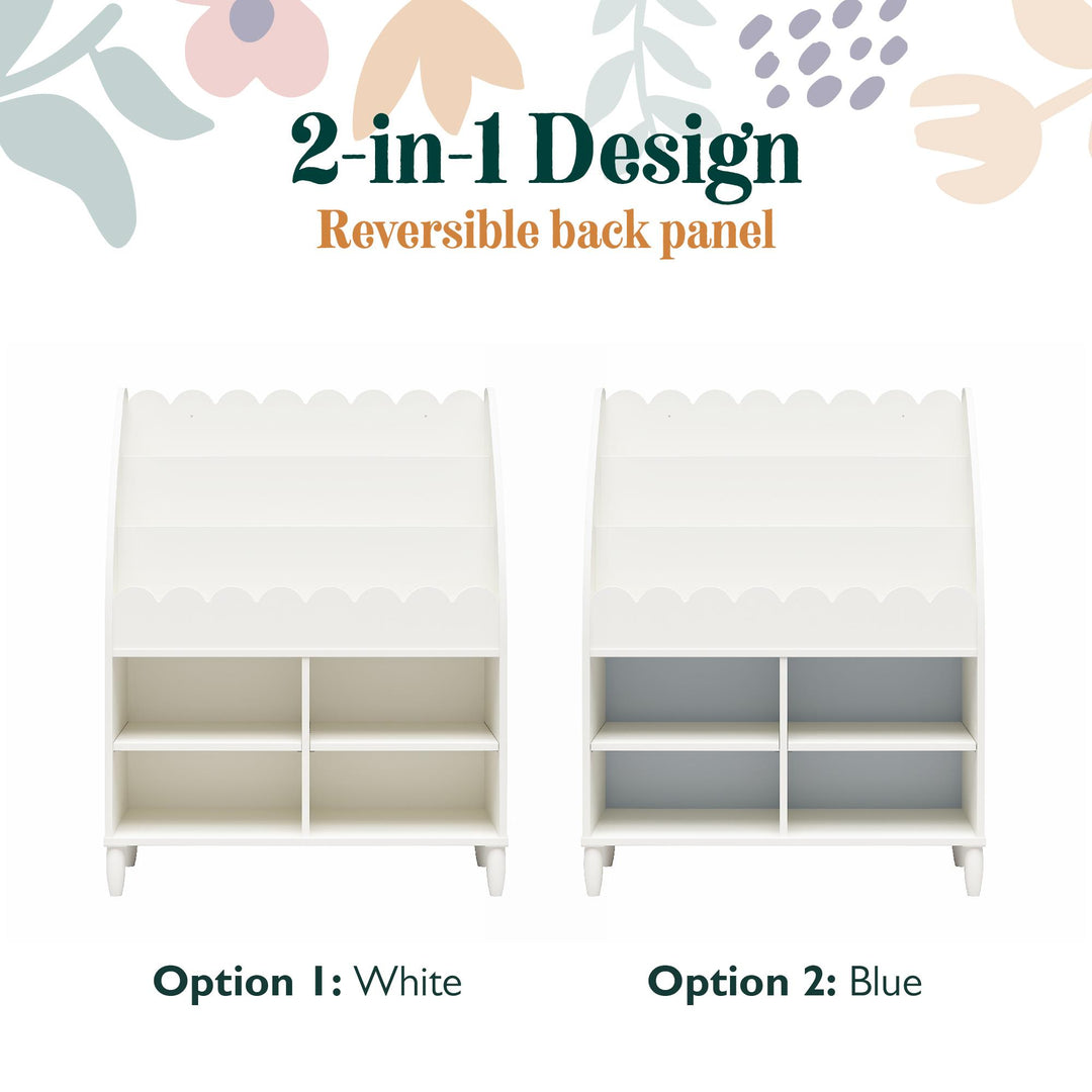 Cloud Kids' Bookshelf with Toy Storage Organizer - White