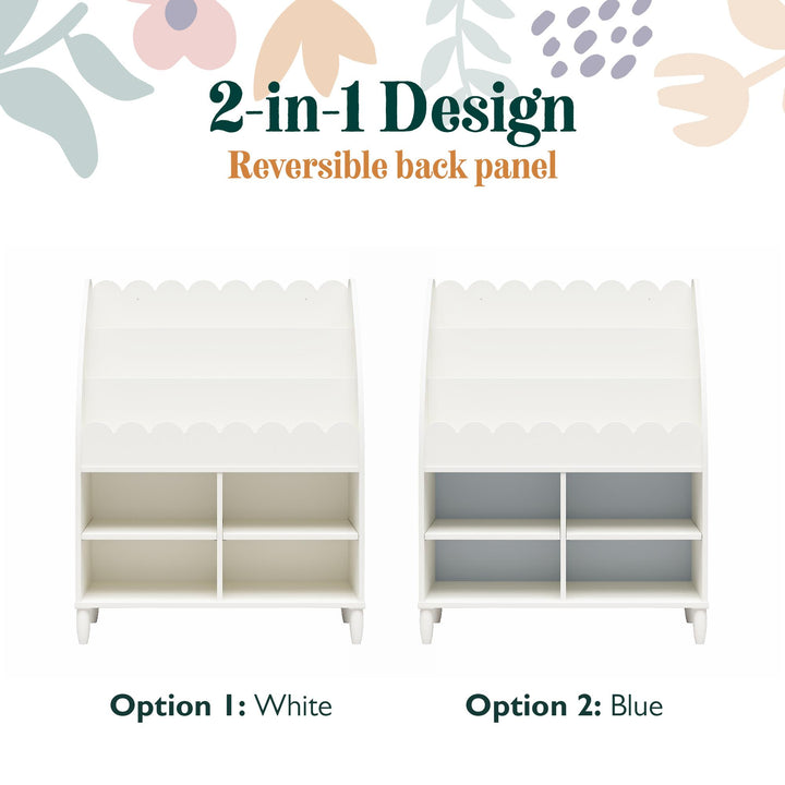 Cloud Kids' Bookshelf with Toy Storage Organizer - White