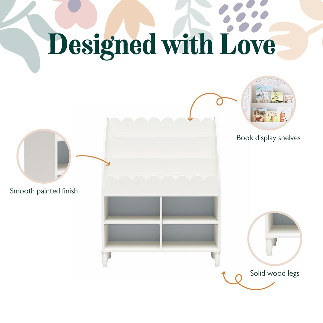 Cloud Kids' Bookshelf with Toy Storage Organizer - White