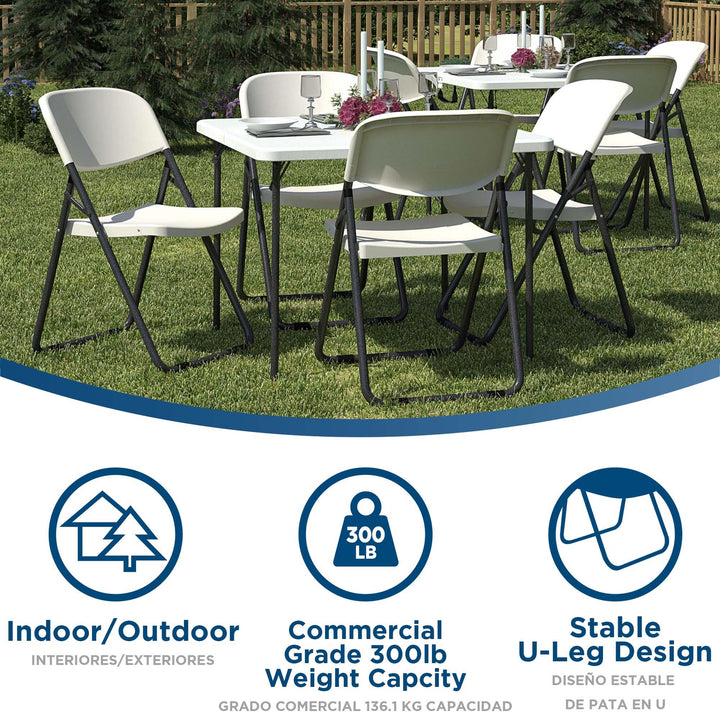 COSCO U-Leg Resin Folding Chair - White/Speckle Pewter