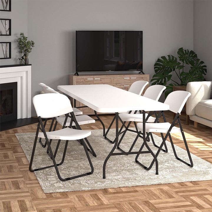 COSCO U-Leg Resin Folding Chair - White/Speckle Pewter