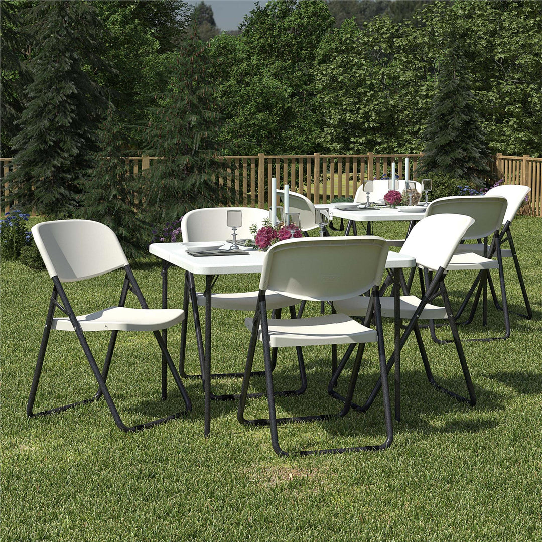 COSCO U-Leg Resin Folding Chair - White/Speckle Pewter