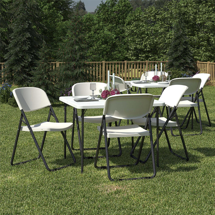 COSCO U-Leg Resin Folding Chair - White/Speckle Pewter