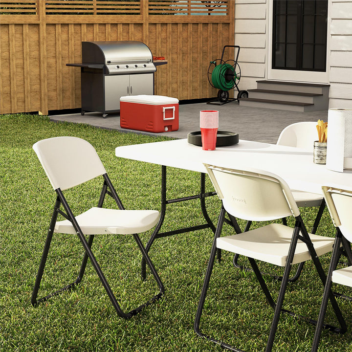 COSCO U-Leg Resin Folding Chair - White/Speckle Pewter
