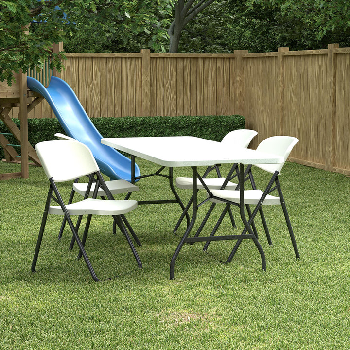 COSCO U-Leg Resin Folding Chair - White/Speckle Pewter