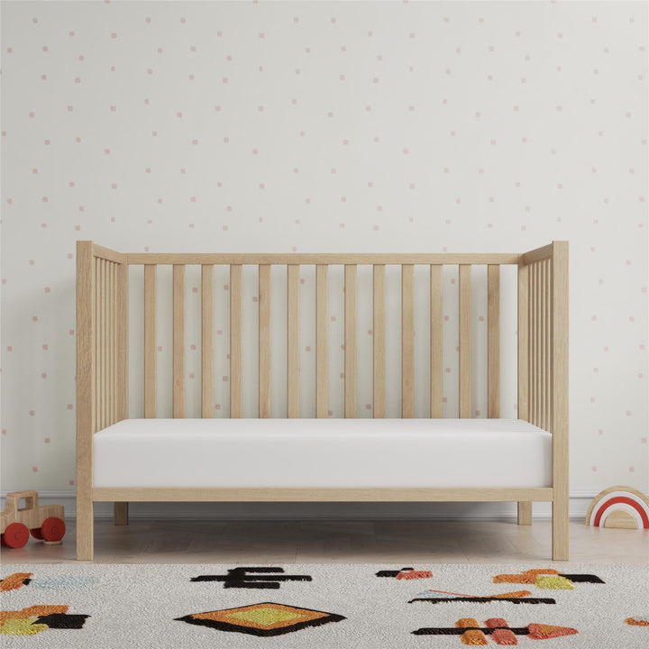 Baby Relax Ivey 3-in-1 Convertible Crib, Nursery Furniture - Natural - Crib & Toddler Mattress