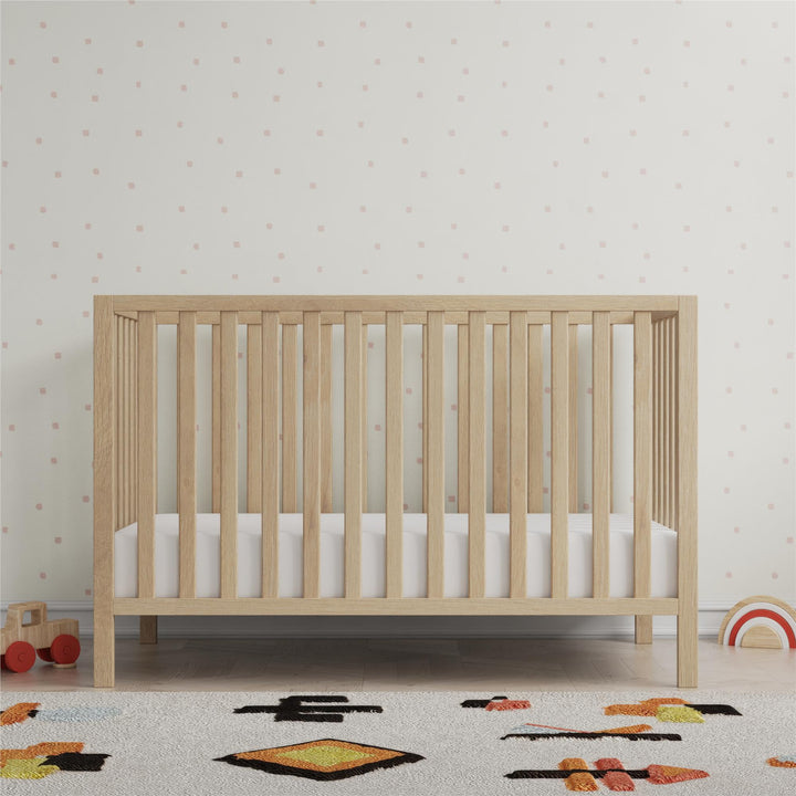 Baby Relax Ivey 3-in-1 Convertible Crib, Nursery Furniture - Natural - Crib & Toddler Mattress