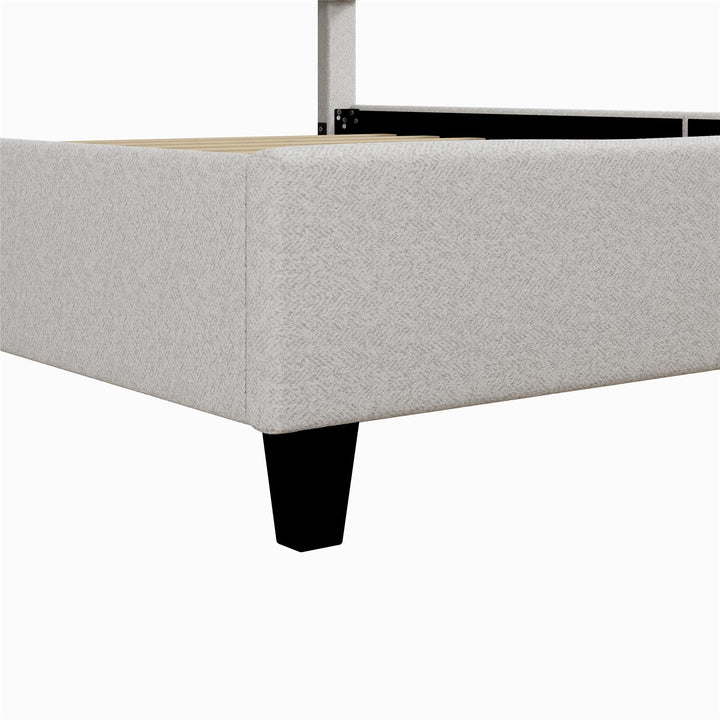 Mondo Platform Frame Bed with Adjustable Tufted Headboard - Gray - Queen