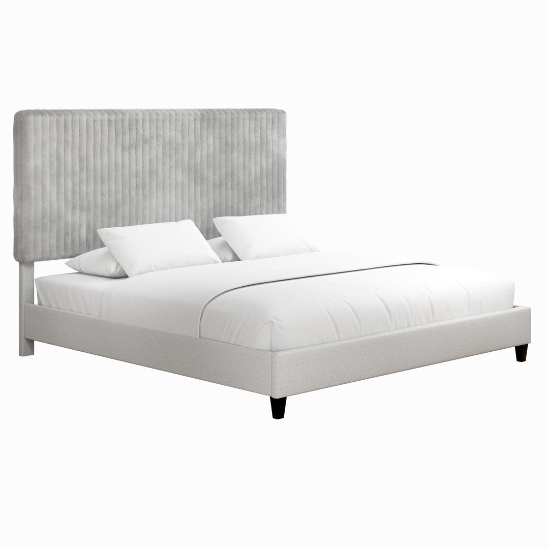 Mondo Platform Frame Bed with Adjustable Tufted Headboard - Gray - King
