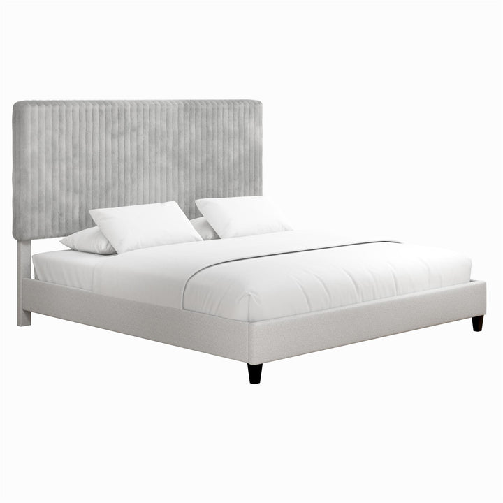 Mondo Platform Frame Bed with Adjustable Tufted Headboard - Gray - King