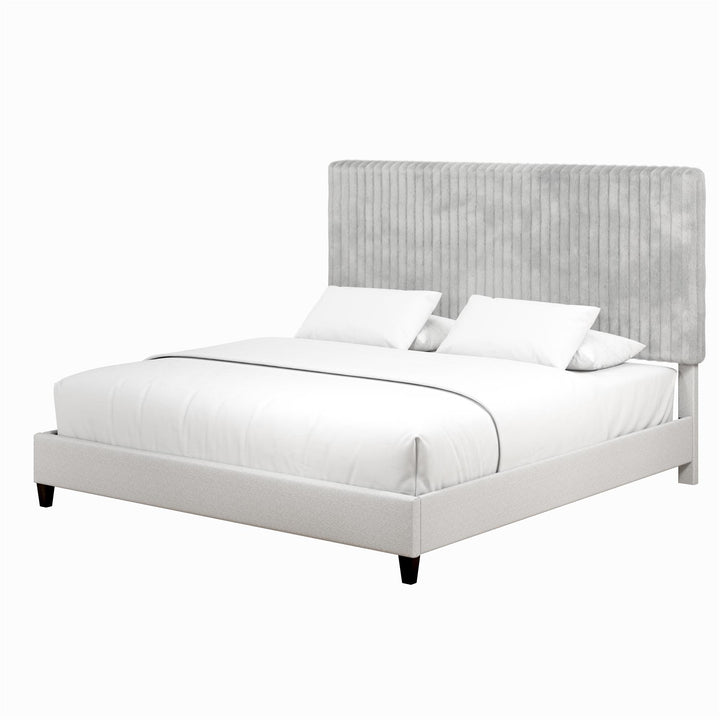 Mondo Platform Frame Bed with Adjustable Tufted Headboard - Gray - King