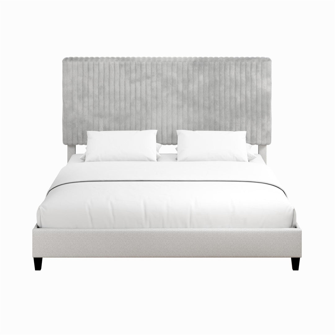 Mondo Platform Frame Bed with Adjustable Tufted Headboard - Gray - King